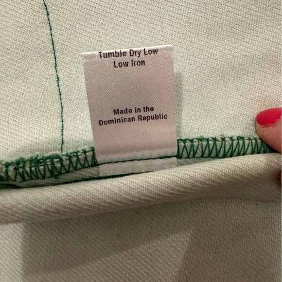 Megan Renee Womens Kelly Green Denim Casual Mini Skirt Size L Pockets Zip - Picture 8 of 9